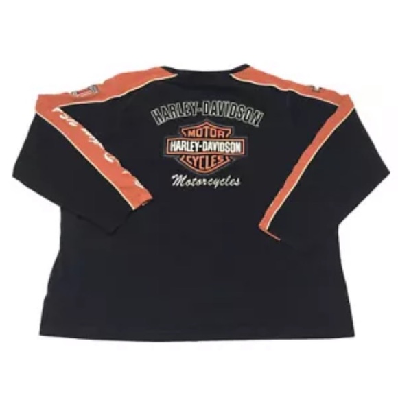 Harley Davidson Long Sleeve Shirt 2W Plus Women’s Jersey Stripe Black Orange - Picture 15 of 16
